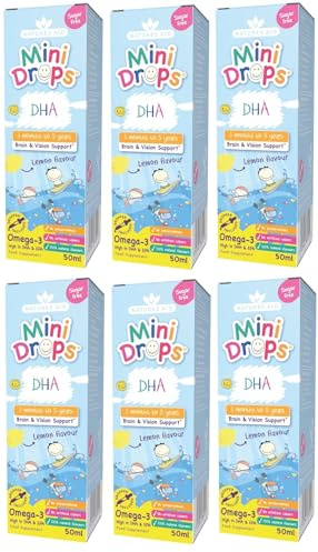 natures aid DHA Omega-3 Mini Drops for Infants and Children, Sugar Free, 50 ml (Pack of 6)
