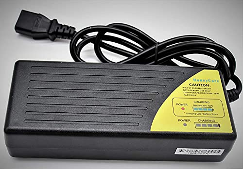 HoneyCare 48V Ladegerät für Blei-Säure-Batterien SLA AGM VRLA, 1.5A Universal Netzteil mit C13 Stecker (3-Pin) für Rasenmäher, USV-Anlagen & Golfcart-Akkus, 4-Stufige LED-Anzeige, Erhaltungsladegerät