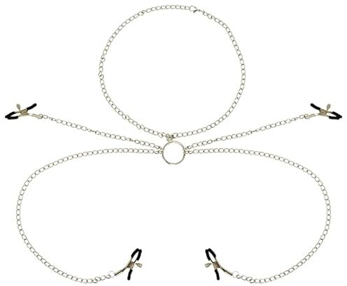 OHMAMA FETISH 4 PINZAS PEZONES CON COLLAR DE CADENAS