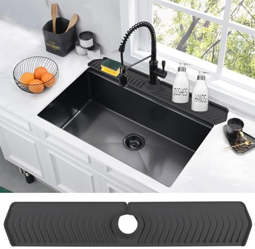 Protector contra salpicaduras de cocina de 30 pulgadas para fregadero, alfombrilla de silicona para grifo de fregadero de cocina, protector contra salpicaduras detrás del grifo, protector contra