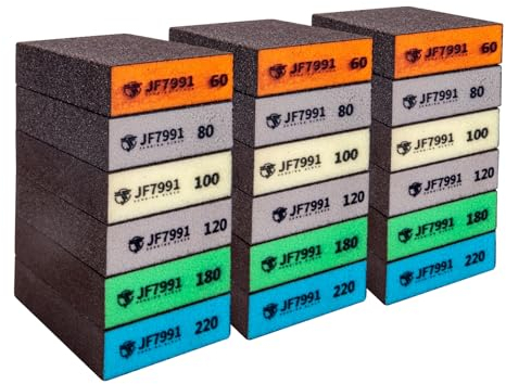 18pcs sanding blocks,sanding sponges,sandpaper block 6 Grits(60-80-100-120-180-220),sanding blocks for wood sandpaper for wood,hand sanding block,sand paper sandpaper for walls,sanding sponge