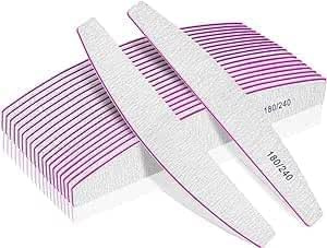 Professional Nail Files, Double Sided Emery Board for Nails 180/240 Grit, Coarse Washable Nail Files for Acrylic Nails & Natural Nails, 5 Pack Fine Grit Nail File