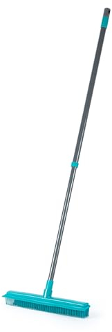 Beldray Antibac Pet Plus Rubber Head Broom – Floor Carpet Cleaning Brush With Squeegee Wiper & Rubber Bristles, Remove Dog and Cat Hair, Telescopic Long Extendable Handle up to 1.2 M