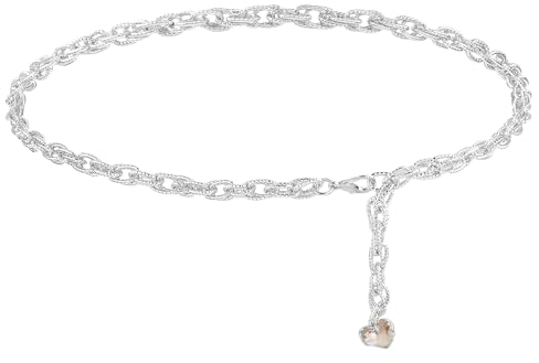 Jeffdad Taillenkette Gürtel Damen, Mode Taillengürtel Metall Kettengürtel Verstellbare Taillenkette Hüftkette Dünne Taille Gürtel Rockgürtel für Damen Bauchkette (Silber)