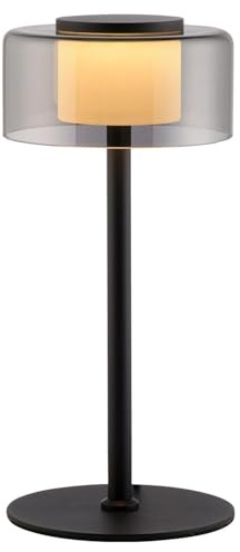 Paul Neuhaus LED-Tischlampe - H 33 cm - Rauchfarben - Schwarz - Metall - Glas - dimmbar