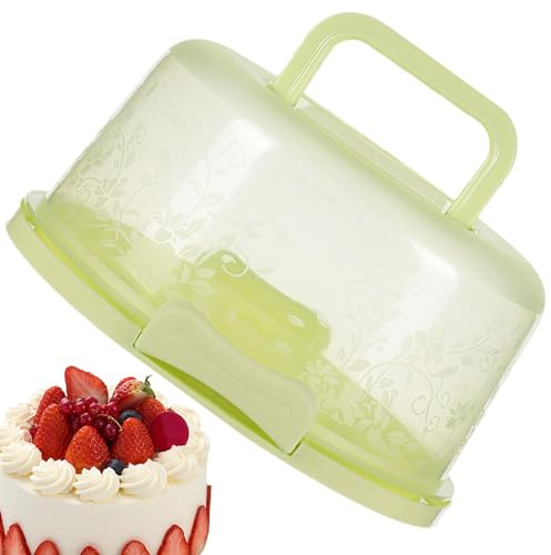 Caja redonda para tartas con tapa, 22 cm de diámetro, caja de transporte con asa, forma de caja, recipiente para tartas y tartas de huevo