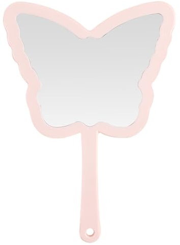 Cosiesnest Miroir à main avec poignée Petit miroir de poche en forme de papillon Convient pour un usage quotidien ou transportable lors de vos déplacements (rose)