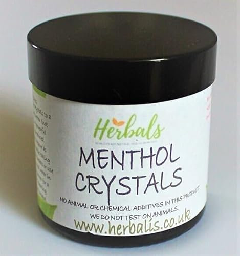 Pure Menthol Crystals, 30g,for Aromatherapy, Vaporizers, DIY Balm, Bath, Inhaler, Soap Making, Candles, Humidifier, Pharmaceutical Grade, Skin Care, Pain Relief, Cold and Flu