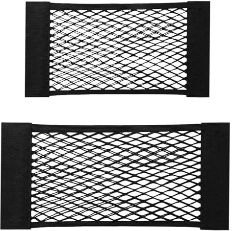 JCKD Lot de 2 sacs de rangement en maille pour coffre de voiture, universel, durable, filet de rangement élastique, pour camping-car, convient pour rangement de voiture/SUV (noir)