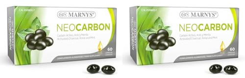 Carbón Vegetal Activo y esencias de Anís y Menta - Ayuda para Adelgazar, Para Eliminar Gases Intestinales, Alivia Hinchazón y Dolor Estomacal, Suplemento Depurativo - 60 cápsulas (Paquete de 2)