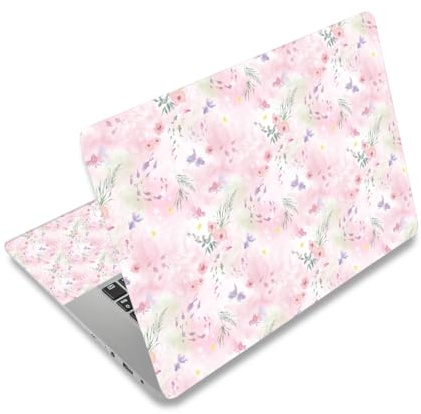 Mibbxea 15-15,6 tums vinyl laptop skin klistermärke, återanvändbara laptop-klistermärken för 13 13,3 14 15,4 tums netbooks, dekorativa, reptåliga, vattentäta, dammtäta (071 liten guldfisk)