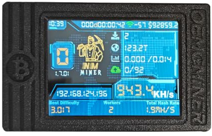 NerdMiner V2 MAX Solo Bitcoin Miner – 930KH/s Hash Rate, 1.5W Power, 3.125 BTC Win3, Compact 2.4G WiFi & Wired Connection, High-Efficiency Cryptocurrency Miner for Bitcoin Enthusiasts