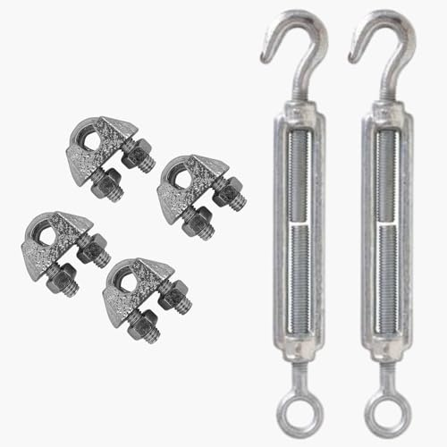 parpyon® Morsetti e Tenditori per Filo per stendere Il bucato da Esterno Kit serracavo per Filo in Acciaio Tenditori Vite e Occhiello Prodotto Italiano (kit-6pz)