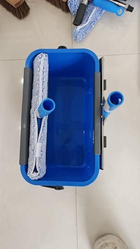 Mitclear Fensterreiniger Set, Profi Fensterputzer mit Eimer 12L, Fensterwischer 35CM, Fenster Einwascher 35CM, Mikrofasertuch & Glastuch, Fensterreinigungsset für Haus, Fenster, Glas, Auto, Camper
