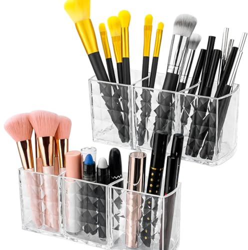 HingtTraum 2er Set Make-up Organizer aus Acryl, Transparent, 3 Fächer