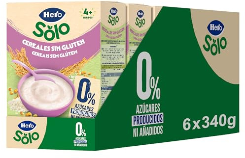 Hero Solo Papilla Cereales Sin Gluten ni Azúcares Añadidos, Rica en Fibras y Vitaminas, Sabor natural para Bebés, a partir de 4 meses