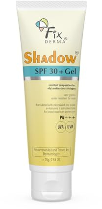 FIXDERMA Gel Shadow SPF 30+, Testé par des dermatologues Offre SPF 30 +, Protection UVA et UVB à large spectre, Écran solaire résistant à l'eau, Écran solaire non gras, Gel SPF 30-40g