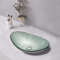 HomeLava Design Waschbecken Klein Hängewaschbecken Aufsatzwaschbecken Waschtisch aus Gehärtetes Glas Oval mit Ablaufgarnitur für Gäste WC Bad 42 cm (ohne Wasserhahn)