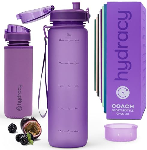 Hydracy Borraccia Motivazionale con Indicatore di Orari - 1L Senza BPA - A Prova di Perdite e Anti Condensa - Borraccia colino per infusione di frutta
