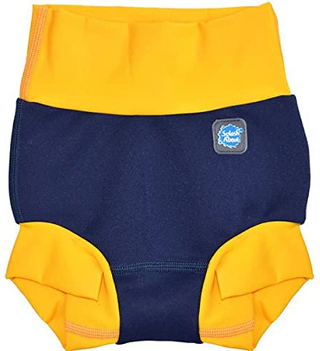 Splash About Happy Nappy Duo Reuseable Swim Nappy for Babies and Toddlers (Navy & Yellow, 6-12 Months)