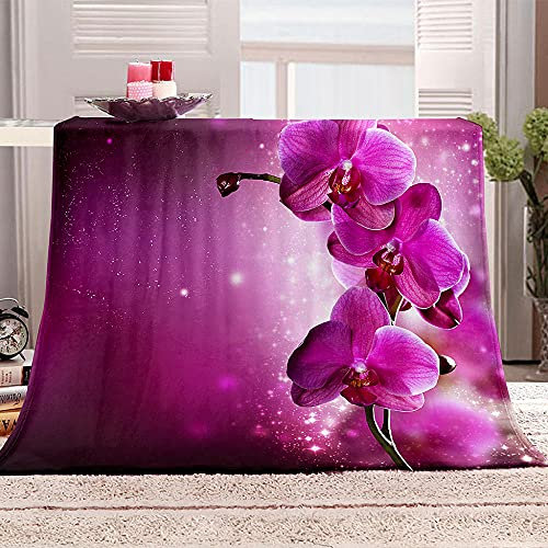 SHOMEY Decken Violette Orchidee 130x150 cm Bettwäsche Doppelbett Werfen Decken Reisen Warmes Queen Size Winter Blatt Tagesdecke Für Doppelbett Sofa Plüsch Decke