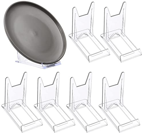 6 Pcs Acrylic Plate Display Stands, Clear Plastic Easel Adjustable Sliding Stand - Multifunctional Holder for Plates, Mobile Phones, Books, Photos, Place Cards