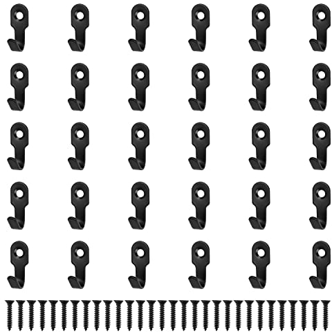 DIYCUT 30 Pièces Crochet a Visser Noir, Crochet Mural a Visser, Acier Inoxydable Mini Crochet, Crochet Mural pour Clé avec Vis, Style Minimaliste pour Cuisine, Salon et à la Chambre à Coucher