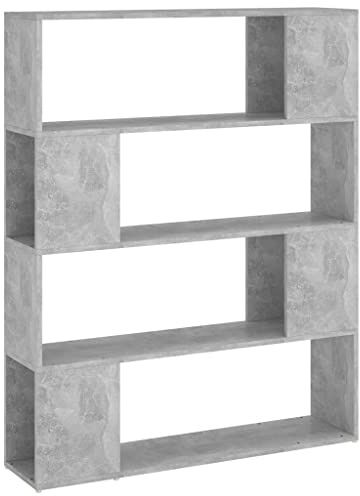 vidaXL Estantería Divisor de Espacios Armario Estante Separador Partición Pantalla de Privacidad Mueble Librería Gris Hormigón 100x24x124 cm