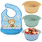 Bluet B Baby - Set de 3 Bol Antivuelco Bebe con Ventosa - Tazones de Comida Bebe Antideslizante de Silicona - Incluye Babero Adicional Ideal - Plato Bebe Ventosa BLW - Set de Silicona (Azul)
