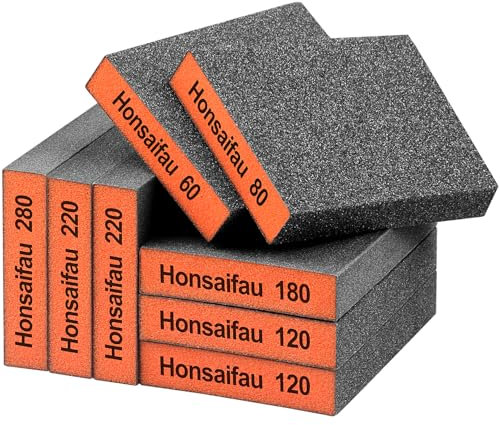 Sanding Block Sandpaper Sponge for Drywall: 8 Pack Wet Dry 60 80 120 180 220 280 Fine Medium Coarse Grit Sanding Sponge for Wood Metal Paint Furniture