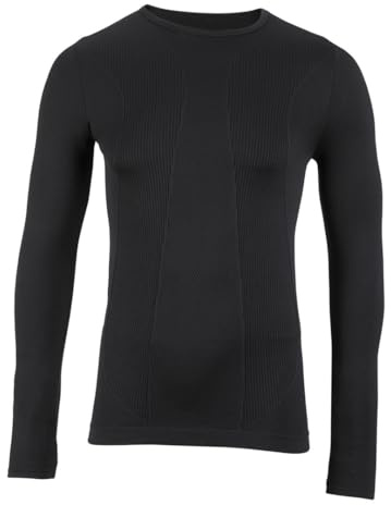 SUB ZERO Mens Factor 1 Plus Lightweight Stretchable Thermal Insulating Moisture Managaement Base Layer Long Sleeve Round Neck (UK, Alpha, L, Regular, Regular, Black)
