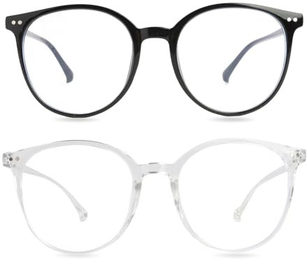 2 Pack Anti Blaues Fake Brille, Blue Light Glasses, Hochwertige Blaulichtfilter Brille mit Leichtem Rahmen, Rundum-Schutz vor Blaulicht, UV-Schutz, Ideal für Computer und Lesen