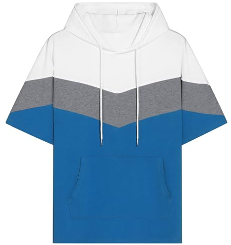 RUIZEHONG Felpa Maniche Corte con Cappuccio Uomo Cotone Maglietta con Cappuccio T-Shirt Sportiva Estate