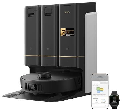 Mova Z50 Ultra Saugroboter mit Wischfunktion, 19.000 Pa Saugkraft, Streifenfreies Wischen mit HydroSync, 36 °C selbstreinigenden Wischmopp, Mehrfach-Schmutzerkennung, Schwarz