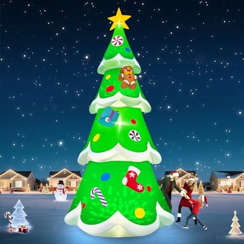 20 piedi Albero di Natale Gonfiabile, Kalolary Enorme Albero Natale Gonfiabile con Omino Pan Zenzero e Regali Decorazione Natalizia Gonfiabile per Esterni Casa Feste Giardino Centro Commerciale Strada