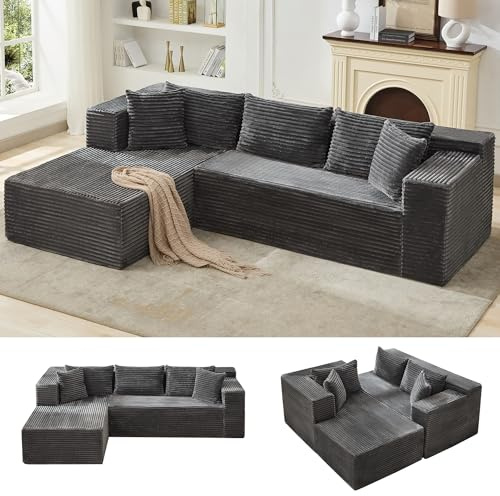 Garvee Modular Sectional Sofa Cloud Sectional Couch, 106 Comfy L Shaped Couches for Living Room,Oversized Sofa Sleeper with Deep Seat, No Assembly Required