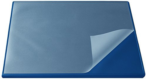 Läufer 44625 Durella Flexoplan Schreibtischunterlage mit Kantenschutz und transparenter Auflage, 52 x 65 cm, rutschfeste Schreibunterlage, blau