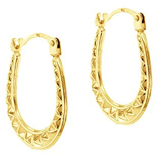 CARISSIMA Women's 9 ct Yellow Gold Women's Mini Pattern Creole Earrings