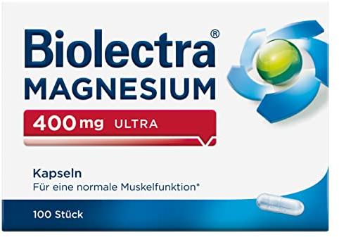 Biolectra Magnesium 400 mg Ultra Kapseln 100 Stück: Für eine normale Muskelfunktion bei erhöhtem Bedarf, Magnesium Kapseln, hochdosiert