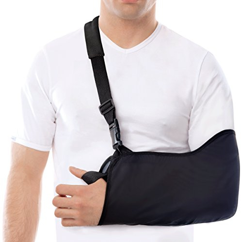 TOROS-GROUP Cabestrillo de brazo; Cabestrillo para Brazo Eslinga. Inmoviliza y estabiliza el brazo tras lesiones del brazo, la muñeca o la mano para sujeción de escayola ligero Small Negro