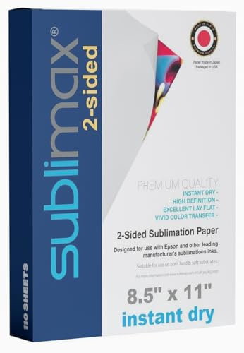 SUBLIMAX Sublimation paper 8.5x11 (220 SHEETS) Compatible for Epson F170 & F570 Ink and Printer - INSTANT DRY - NO SMUDGING