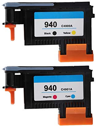 Cabezal de impresión de Repuesto, Cabezal de impresión de Repuesto Profesional, Utilizado para el Cabezal de impresión HP 940 C4900A C4901A de la Serie 8000 8500(Negro y Amarillo + Rojo y Azul)