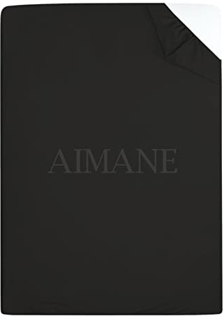 AIMANE® Single Fitted Sheet 90 x 190 CM Non Iron Percale Easy Care Poly Cotton Single Size Fitted Bed Sheet Perfect for Single Size Mattress Black