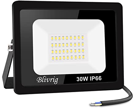 Faretto led 30W 6000K Bianco Freddo Fari LED Esterno 3000LM Faretto led da Esterno IP66 Impermeabile Super Luminosa Faro led Luce di Sicurezza Lampada per Giardino, Cortile, Garage, Corridoio