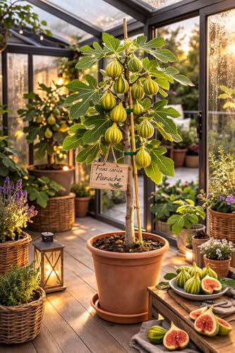 Feige Panachée 70–100 cm – Ficus carica Helle Feige mit kräftigem Stamm – Winterharte Mediterrane Kübelpflanze, süße Früchte, sonniger Balkon & Terrasse