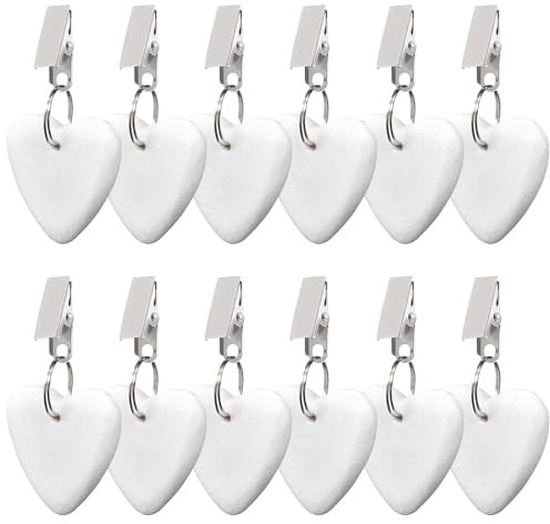 Naapesi 12PCS Tablecloth Weights Hangers Set, Table Cover Weight Table Weights Heart Shape Tablecloth Pendant with Metal Clip Table Cloth Weights for Picnic Family Party Outdoor Garden (White)