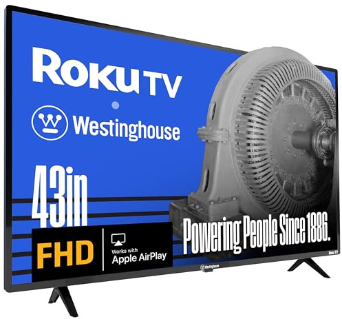 Westinghouse Roku TV - 43 Inch Smart TV, 1080P FHD Television with Wi-Fi Connectivity and Mobile App, Flat Screen, Bluetooth, Compatible with Apple AirPlay, Alexa and Google Assistant