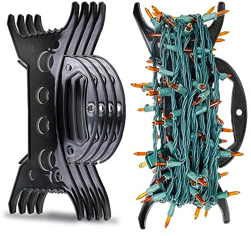 CXLHO 12Pack Christmas Light Storage Holder, All-Purpose Holiday Light Storage, Cord Wind up, Christmas Organizer for String Lights, Extensions Cords, Garland, Beads and More, Black
