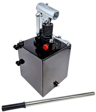 Flowfit Bomba de mano hidráulica de doble efecto de 45 cc, para cilindro de doble efecto, montada con depósito. Palanca de mano de 600 mm incluida (5 litros/sin válvula de alivio)