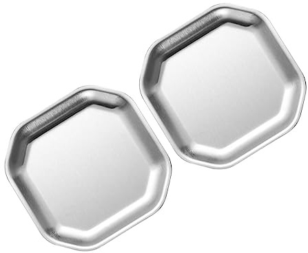 Amosfun Small Snack Plates Stainless Appetizer Plate Korean Style Stainless Steel Reusable Pickle Dish for Party Serving and Restaurant Appetizers 2Pcs